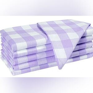 Cottoniva Lavender and White Checkered Napkins Set